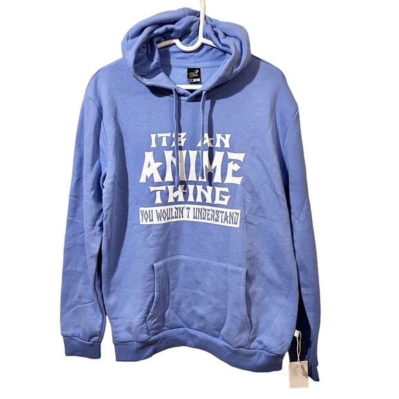 Tstars Other - Men's Size Medium Blue Hoodie Sweatshirt Anime Manga Kangaroo Pocket